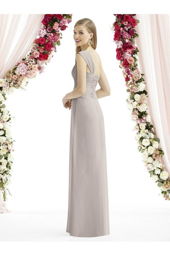 Full Length Lux Chiffon Dress with Draped Bodice And Shirred Straps Essex
