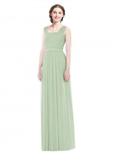 Sleeveless Chiffon Long Bridesmaid Dress with Shoulder Straps Essex
