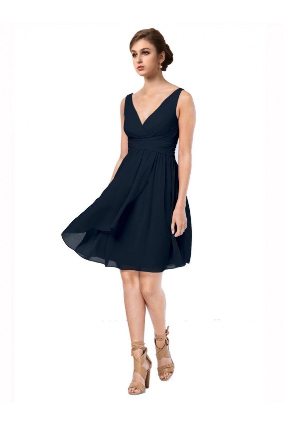 Short Knee Length Criss Cross Draped Chiffon Cocktail Bridesmaid Dress Essex