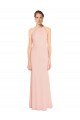 High Neck Long Chiffon Halter Bridesmaid Dress with Drape Chiffon Overlay Essex