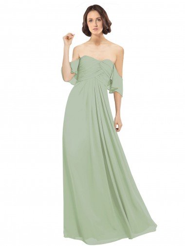 Boho Chic Chiffon Bridesmaids Dress with Off the Shoulder Neckline Essex