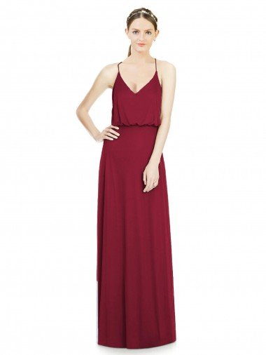 Full Length V-Neck A-Line Chiffon Boho Bridesmaid Dress Essex