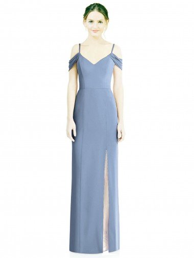 Draped Cold Shoulder Sweetheart Long Chiffon Formal Bridesmaid Dress Essex