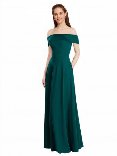 Classic Off the Shoulder Chiffon Bridesmaid Dress with Cap Sleeves Essex