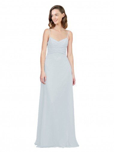Slim A-Line Chiffon Bridesmaid Dress with Spaghetti Strap Gathered Bodice Essex