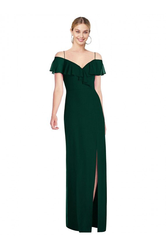 Ruffled Cold-Shoulder Maxi Chiffon Bridesmaid Dress Essex