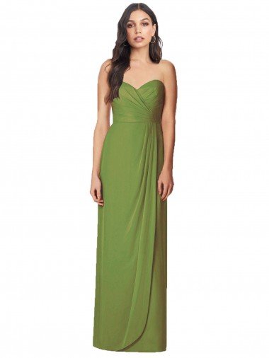 Side Front Slit Draped Strapless Chiffon Bridesmaid Dress Essex