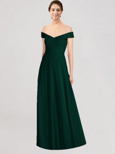 Full length Off the Shoulder Chiffon Bridesmaid Dress Essex
