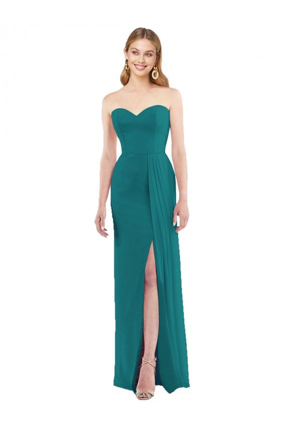 Sweetheart Neckline Lux Chiffon Bridesmaid Dress with Side Slit Essex