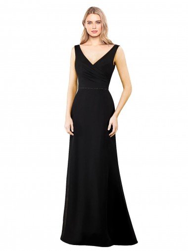 V-Neckline Chiffon Bridesmaid Dress / Prom Dress with Draped Bodice Essex