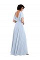 Split Flutter Sleeves V-Neck Chiffon Bridesmaid Dress with Open V-Back Essex