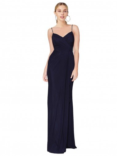 Draped Spaghetti Straps Long Chiffon Mermaid Bridesmaid Dress / Formal Prom Dress Essex