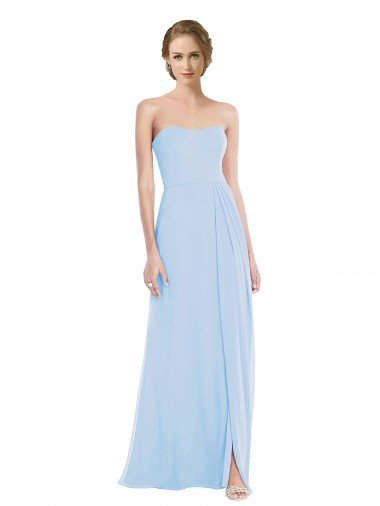 Strapless Sweetheart Maxi Bridesmaid Dress with Pleated Front Slit Essex