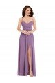 Wrap Bodice Maxi Bridesmaid Dress with Front Slit Essex