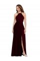 Halter Spaghetti Straps Maxi Bridesmaid Dress with Front Slit Essex