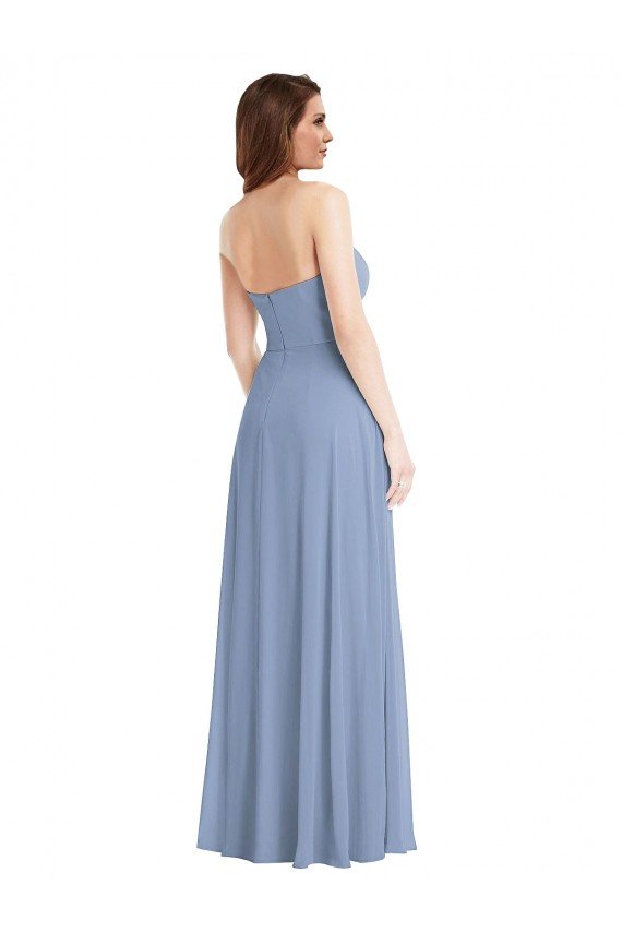 Strapless A-Line Maxi Bridesmaid Dress with Front Slit Essex