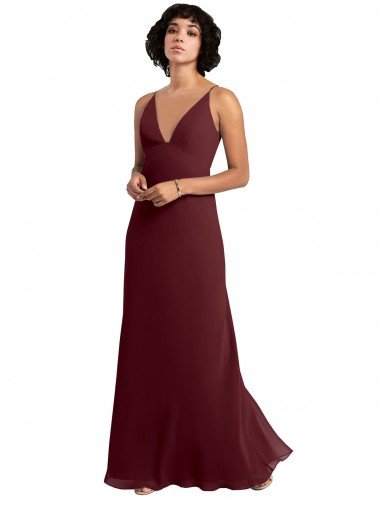 Notched Neckline Empire Waist Chiffon Slip Bridesmaid Dress Essex