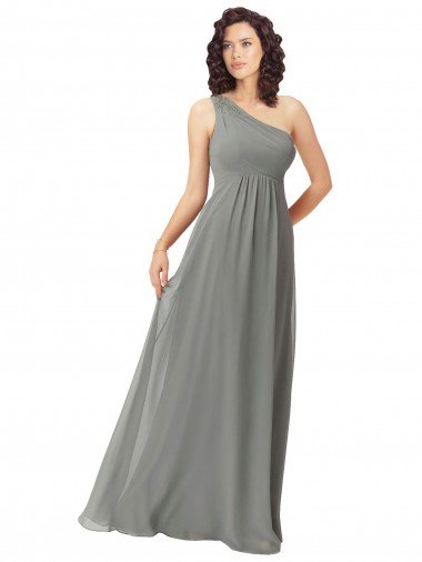 Embroidered One Shoulder Chiffon Bridesmaid Dress Essex