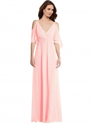 Cold Shoulder Draped Wrap Maxi Bridesmaid Dress Essex