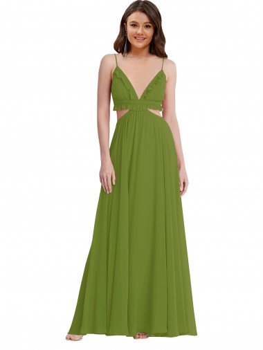 Ruffled Chiffon Cutout Maxi Bridesmaid Dress Essex