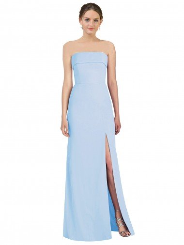 Strapless Trumpet Chiffon Formal Bridesmaid Dress with Thigh high Slit Essex