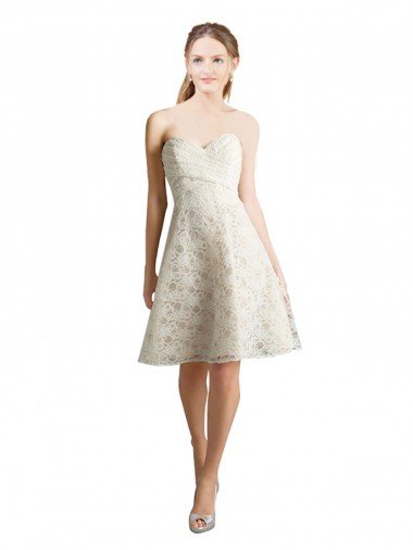 Lace Bridesmaid Dress / Cocktail Dress with Draped Sweetheart Neckline Essex