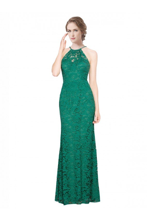 High Illusion Halter Neck Long Lace Bridesmaid Dress / Prom Dress Essex