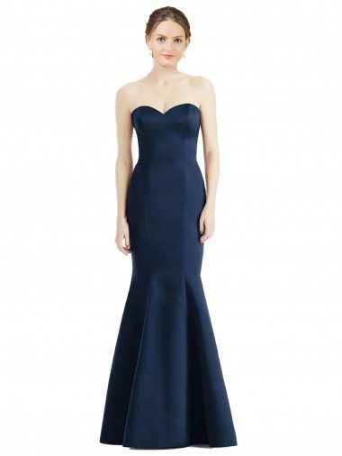 Long Mermaid Full Length Strapless Satin Bridesmaid Dress Essex