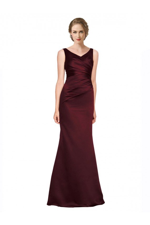 Figure Shaping Formal Satin Bridesmaid Dress / Prom Dress with Structured Pleats Essex