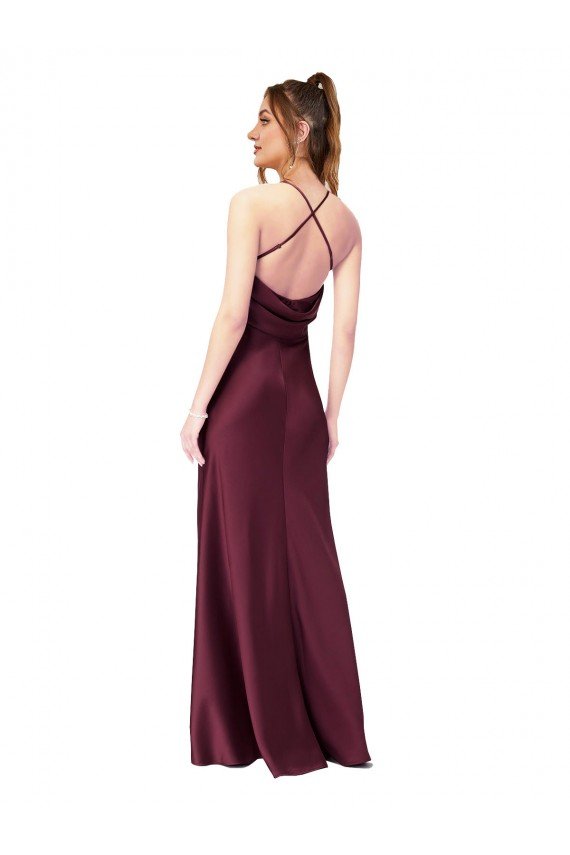 Cowl Back V-Neck Formal Silky Satin Bridesmaid Dress / Prom Dress Essex