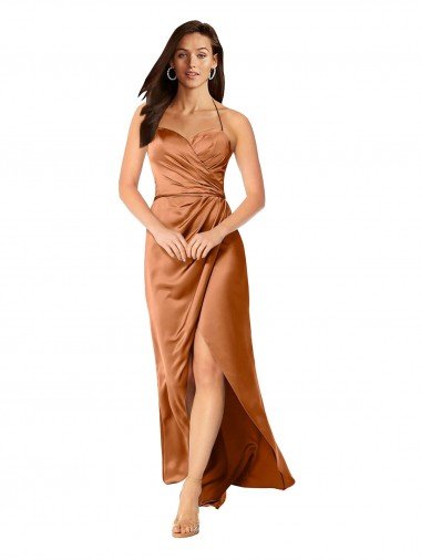 Faux-Wrap Skirt Formal Silky Satin Bridesmaid Dress / Prom Dress Essex