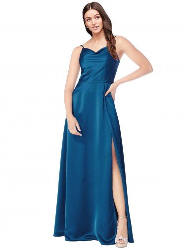 Cowl Neck Salky Satin Bridesmaid Dress / Prom Dress Essex