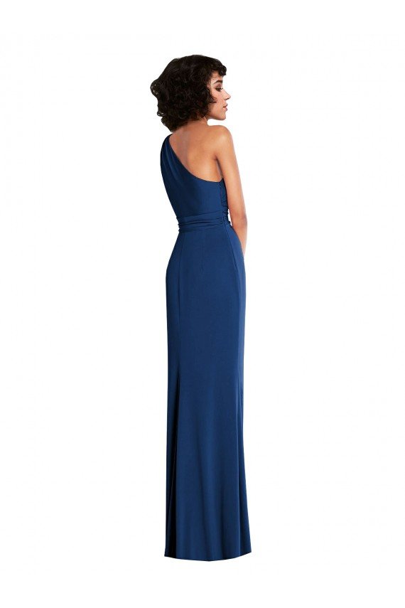Grecian Inspired One Shoulder Twist Draped Maxi Spandex Bridesmaid Dress / Prom Dress Essex