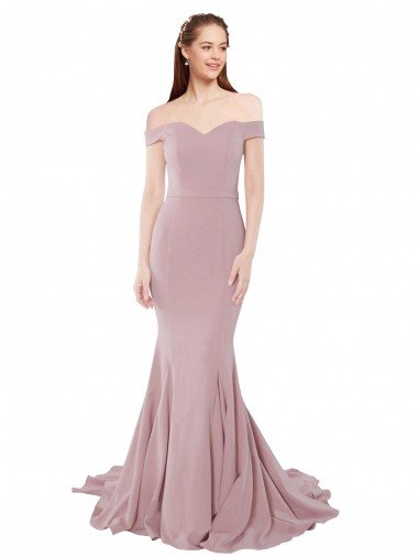 Off the Shoulder Mermaid Long Sweep Train Bridesmaid Dress / Prom Dress Essex
