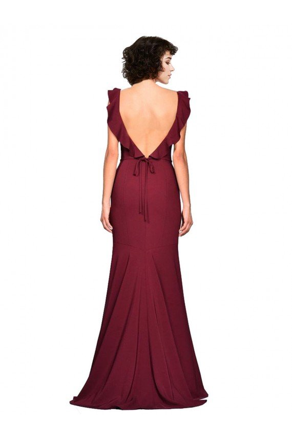 Crepe Slip Bridesmaid Dress / Prom Dress with Ruffled Straps Essex