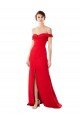 Off the Shoulder Chapel Train Formal Crepe Bridesmaid Dress / Prom Dress with Thigh-High slit Essex