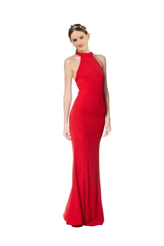 Halter Neck Keyhole Back Sleeveless Formal Crepe Maxi Bridesmaid Dress / Prom Dress Essex