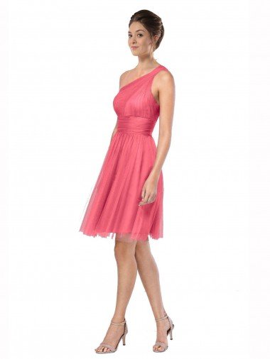One Shoulder Short Knee Length Tulle Bridesmaid Dress Essex