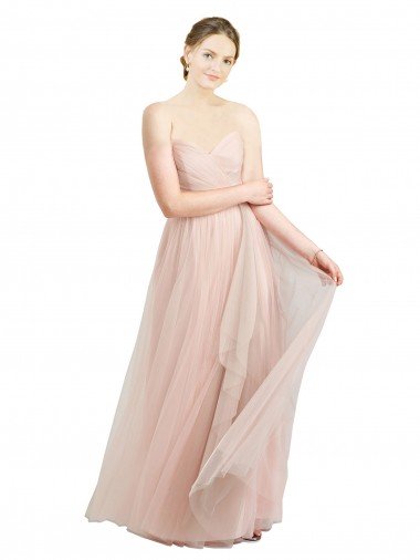 Long Floor Length Sweetheart Pleated Tulle Bridesmaid Dress Essex