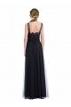 Full Length Tulle Bridesmaid Dress with Lace Bodice and Soft Tulle Illusion Top Essex