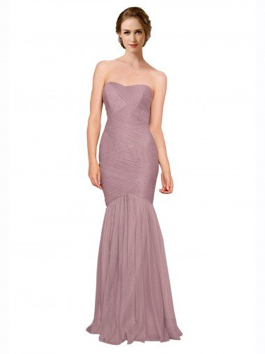 Mermaid Strapless Tulle Bridesmaid Dress with All Over Pleats Essex