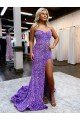 A-Line Sweetheart Sleeveless Long Velvet Sequin Prom Dress with Slit Essex