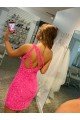 Short One Shoulder Sleeveless Velvet Sequin Prom Dress Essex