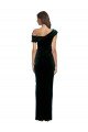 Long Asymmetric Neckline Ruched Formal Velvet Bridesmaid Dress / Prom Dress Essex